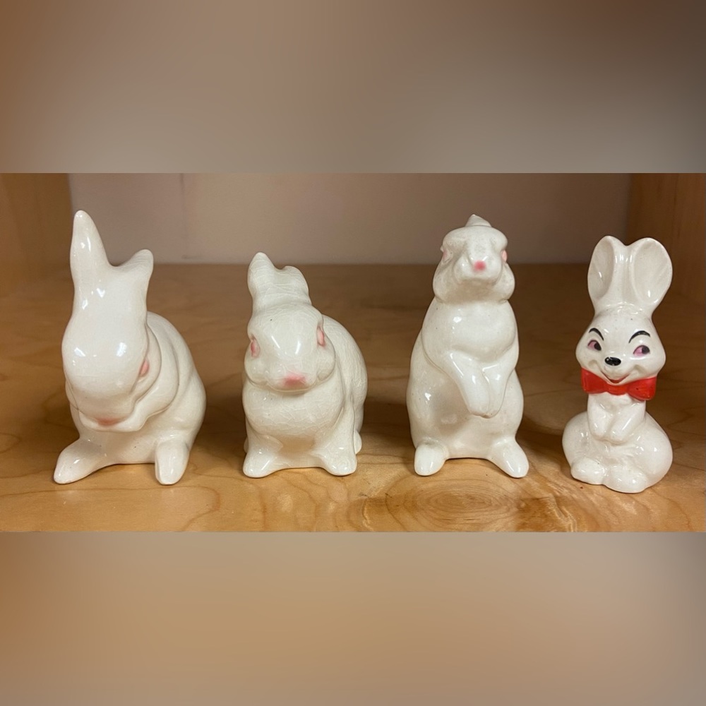 GOEBEL 4 RABBIT FIGURINES GERMANY VINTAGE